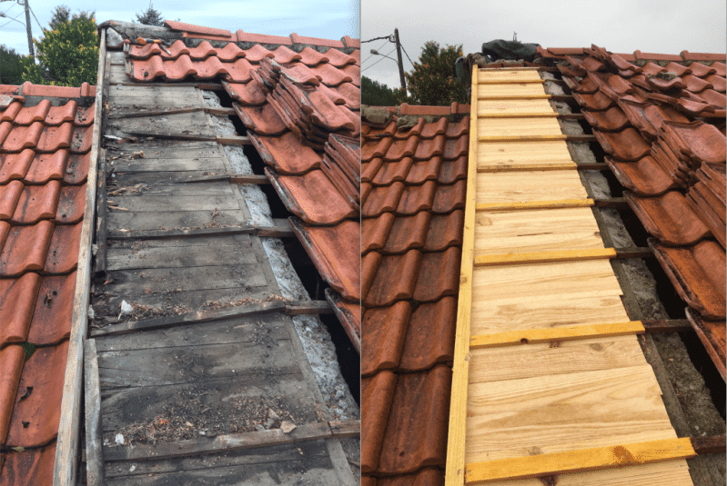 avant-pendant rénovation toiture couverture Dordogne Couvreur-24 John Gauthier